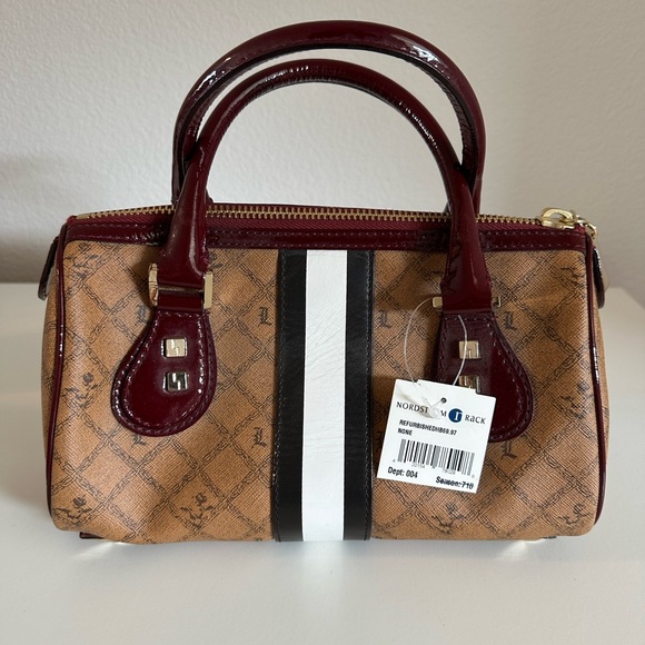 L.A.M.B. Tan and Burgundy Small Satchel - Picture 1 of 10